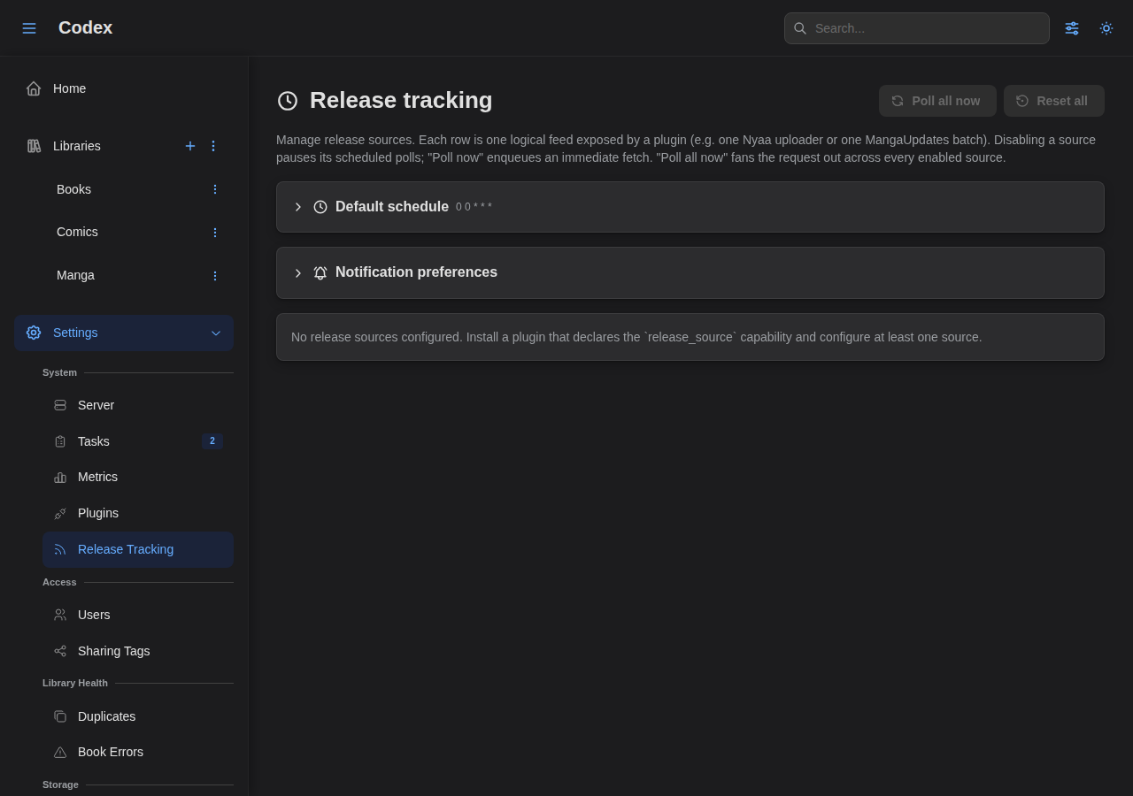 Release Tracking Settings