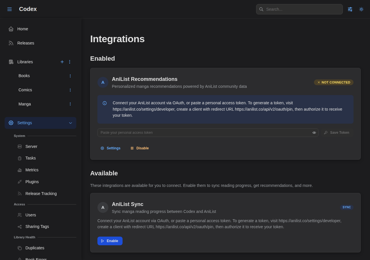 User Integrations - Enabled Sync